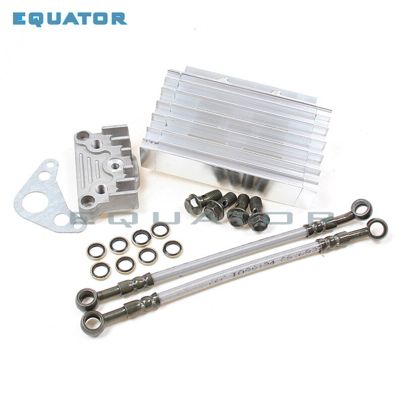 motorcyel parts CNC Aluminum Alloy Oil Cooler Radiator set for 110cc Dirt bike Pit monkey DAX pocket ATV: Silver