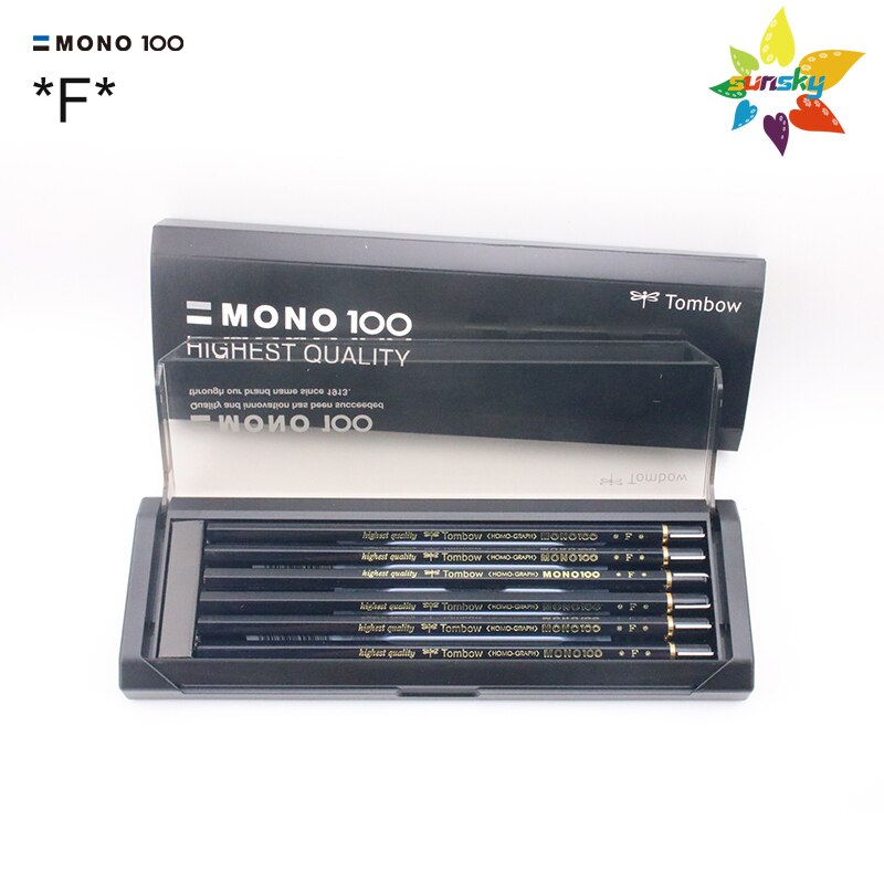 Tombow Japan Mono 100 Hexagonal Wooden Body Pencil,8H/7H/6H/HB/2B/4B,12 pieces 1 Dozen pencils,Smart black box: MONO-100-F