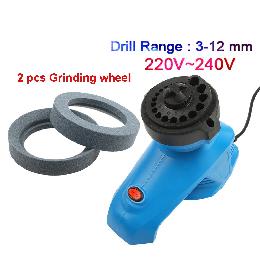Electric Drill Bit Sharpener Twist Drill Grinding Machine High Speed Drill Grinder Machine 95W 1350rpm For Grinding Drill 220V: 2 pcs Grinding wheel