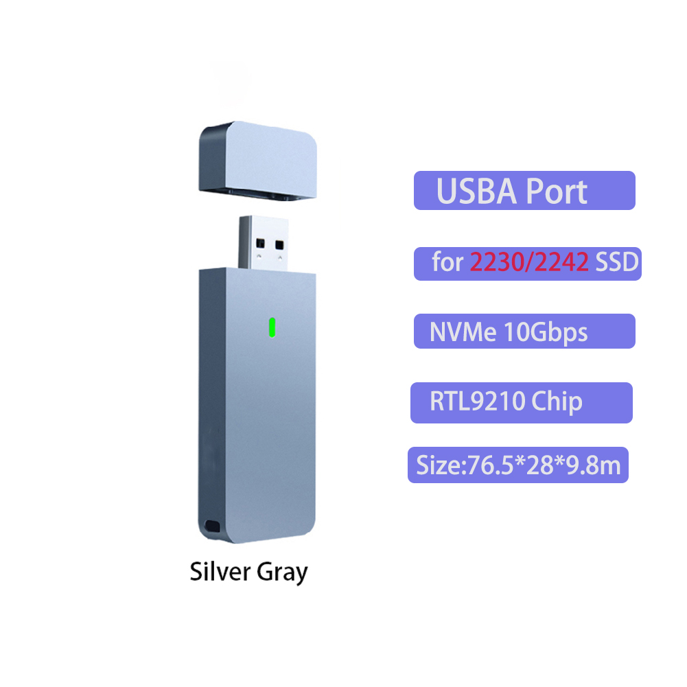 M.2 NVMe SATA Enclosure USB A Plug USB 3.2 10Gbps CNC Aluminum 2230 2242 SSD Case With Magnet Protective Case For Computer PC: Blue