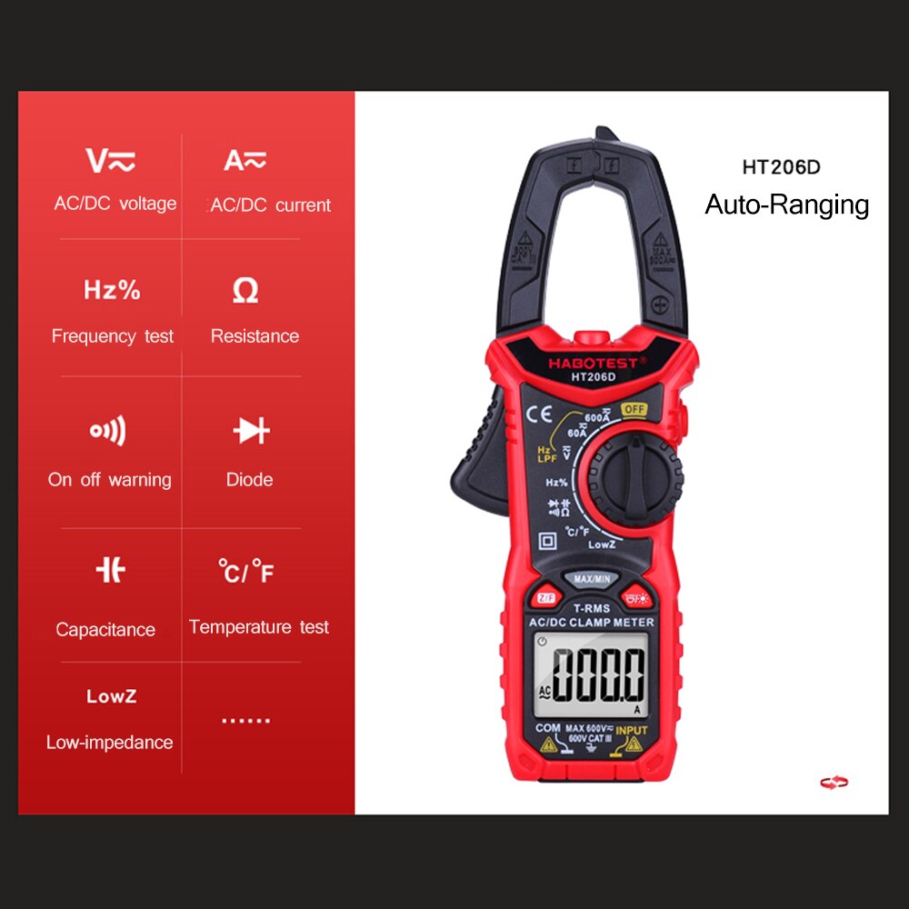 Digital Clamp Meter for Measuring AC Voltage , AC ... – Vicedeal