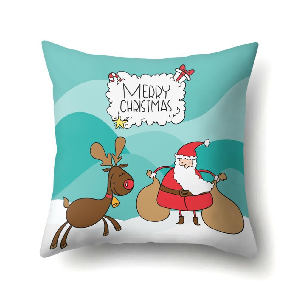 Mignon cerf noël housse de coussin Polyester décoratif jeter oreiller noël nouvel an décor à la maison cojines decorativos para canapé 40543: 2BZ-40543-094