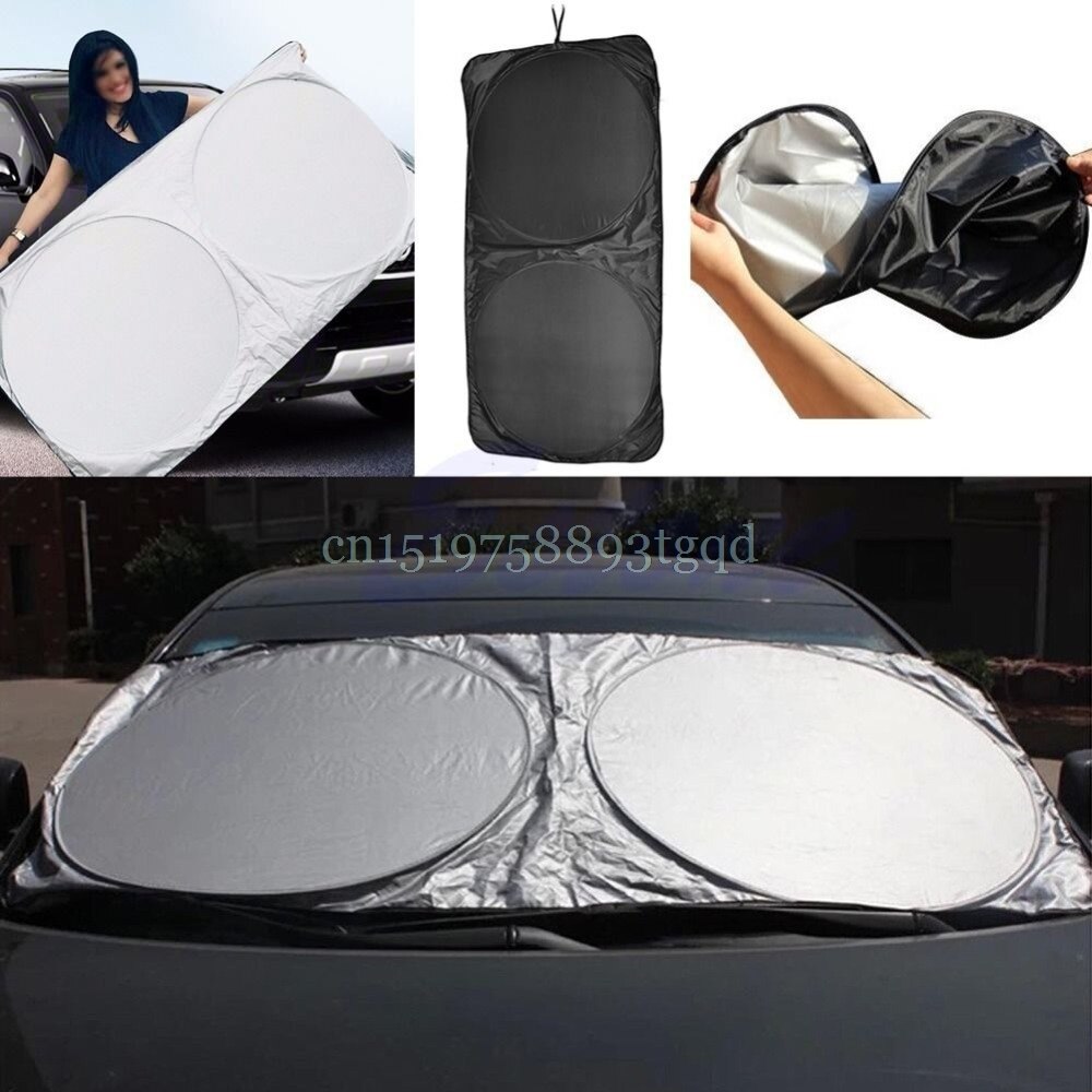 Folding Jumbo Front Rear Car Window Sun Shade Auto Visor Windshield Block Cover