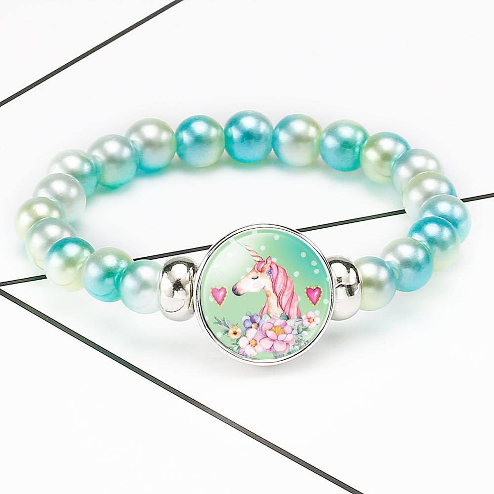 Cute Unicorns Beads Bracelets Bangles For Children Brand Jewelry Children Bracelet And Bangles Cartoon Women Accessories Girls B: 706