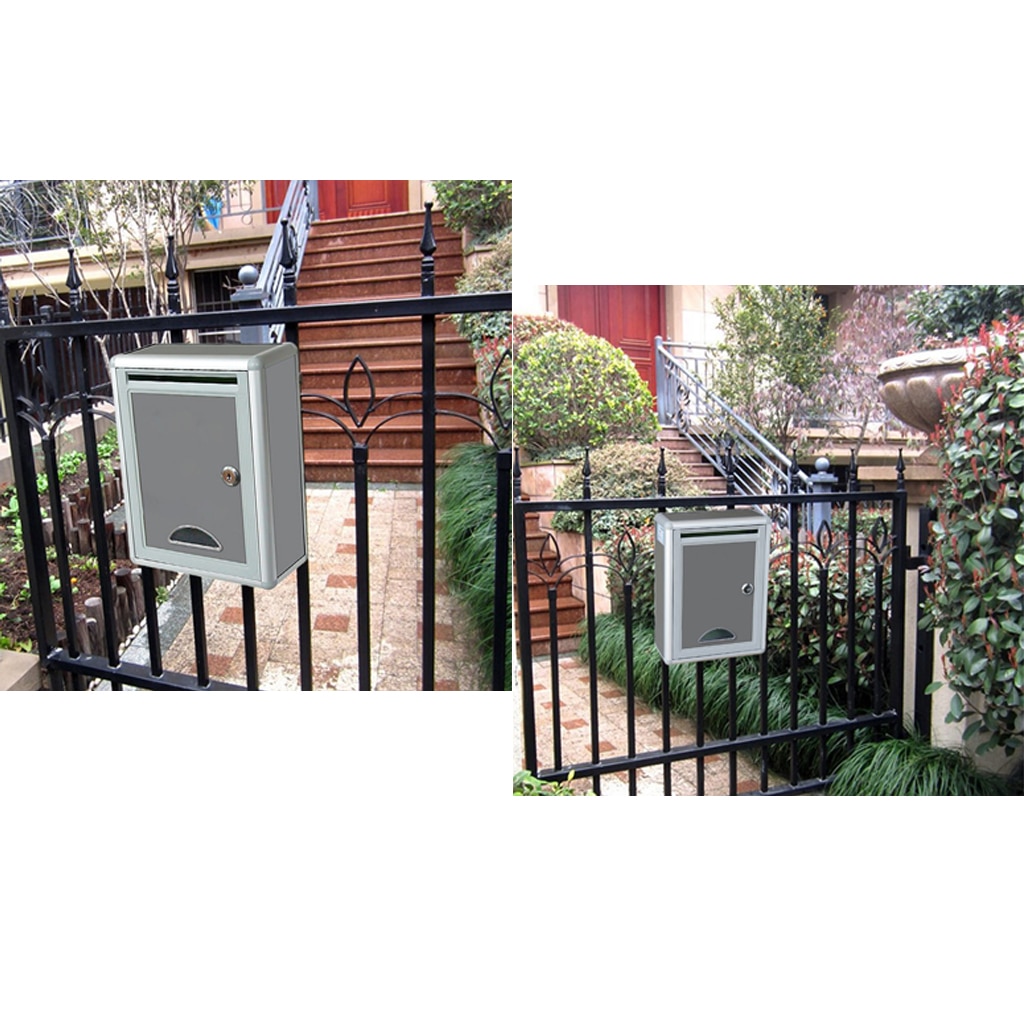 2 stk vægmonteret stål postkasse låsbar brevkasse og nøgler hjemmekontor post sikkerhed udendørs