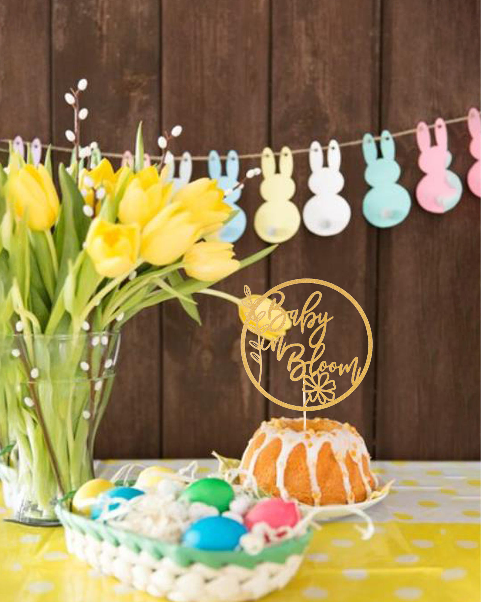Baby in Bloom Cake Topper,Flower Theme Baby Shower Cake Topper, Floral Baby Shower Gender Reveal Patry Cake Decorations