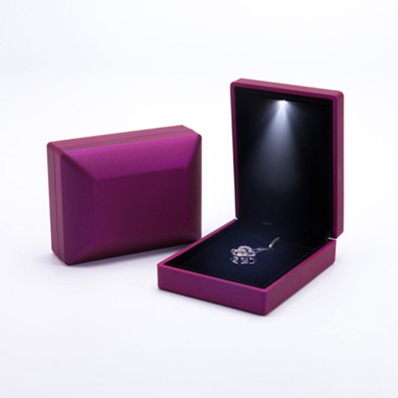 Luz LED Pequeño anillo collar DisplayTravel joyas Cajas de para boda compromiso San Valentín Navidad