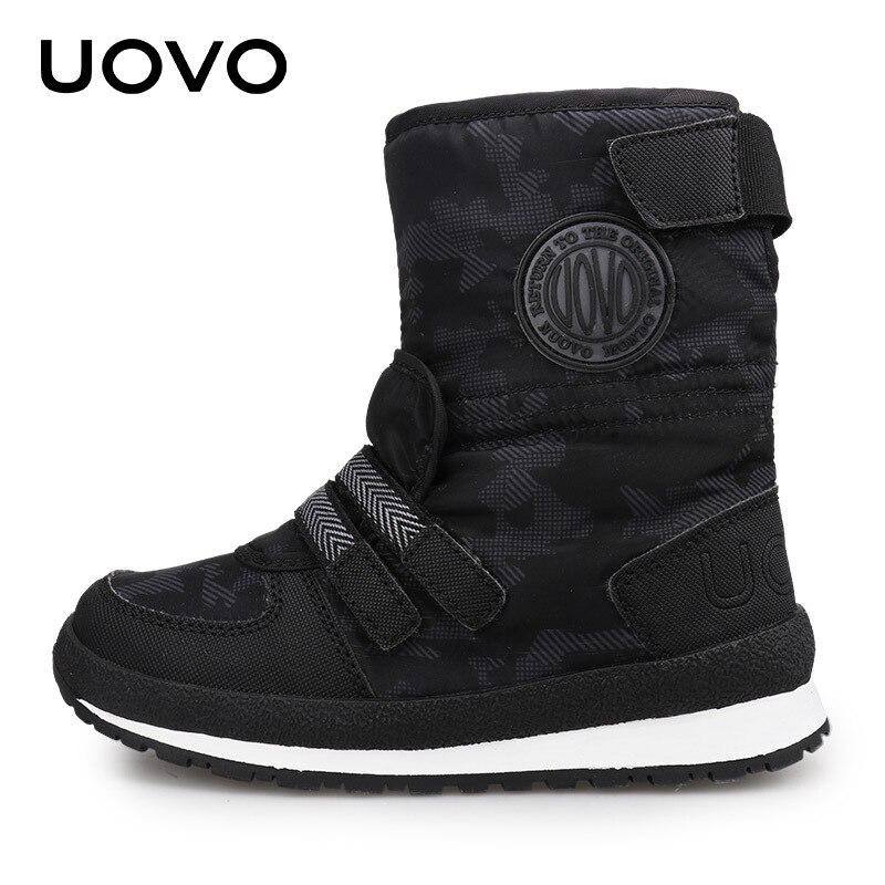6 7 8 9 10 11 12 13 Jaar Uovo Kind Mode Winter Midden Buis Voor Grote Kinderen Meisje pluche Warme Snowboots Sport Schoenen: black / 12.5