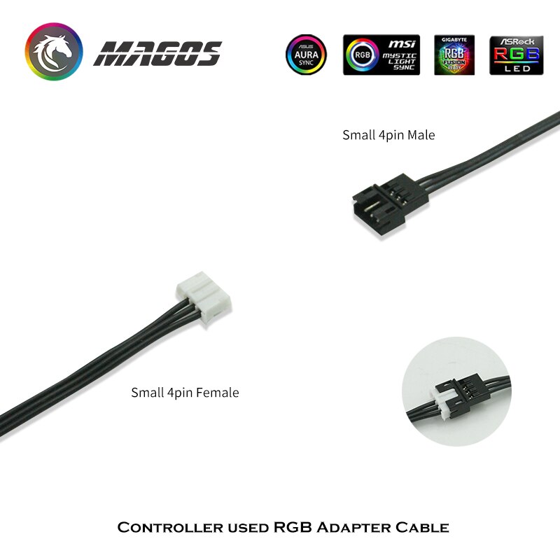 Rgb controller synkroniseringskabel, der bruges til belysning kontrolboks 5v,  lille 6 pin ventilator tilslut  to 3 pin (4-1)  hun - han adapter linje