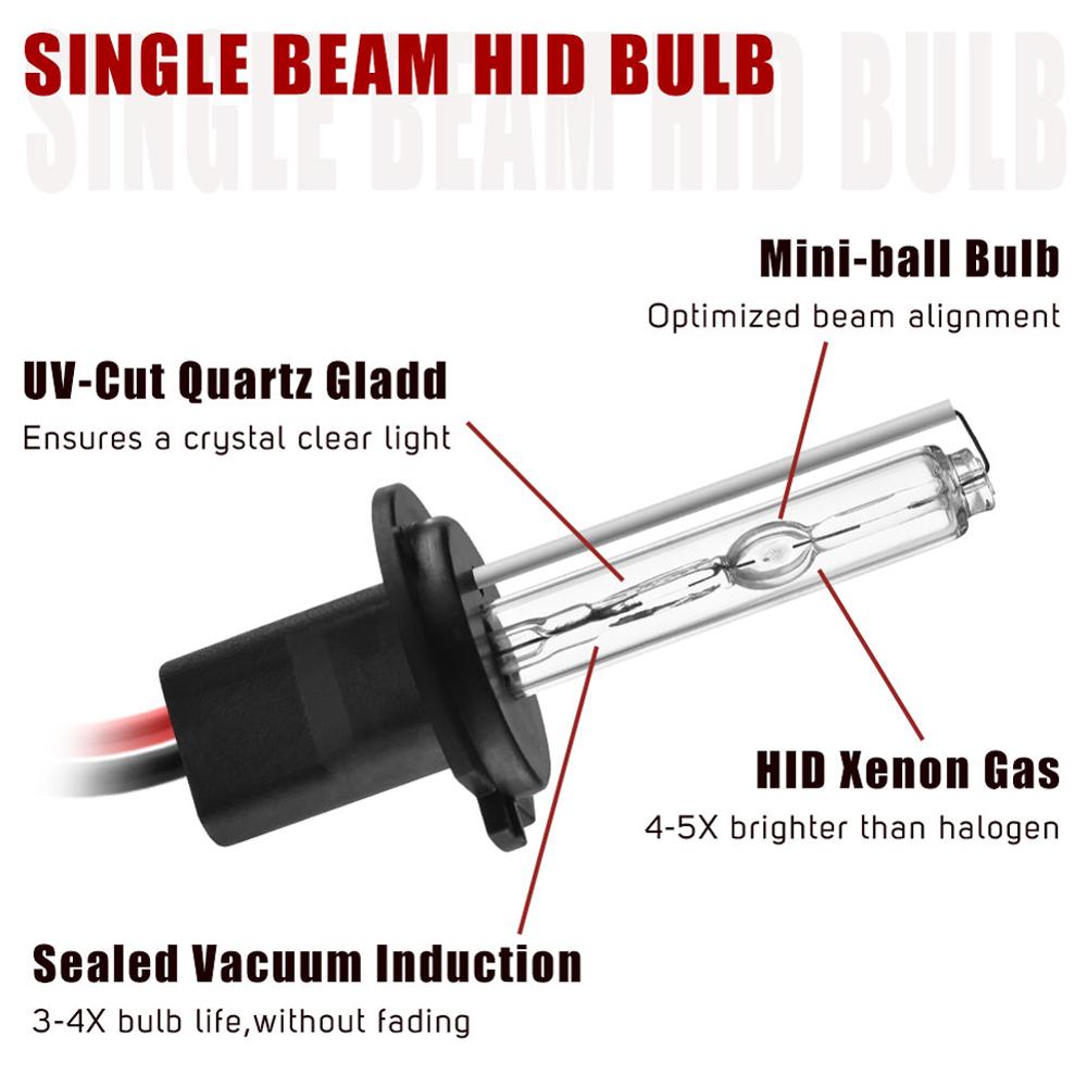 Bombillas de HID Xenon de reemplazo H7, luz de Faro de 55W, 3500-4500LM, Burbuja recta, 4300K-12000K, Xenón HID, 1 par