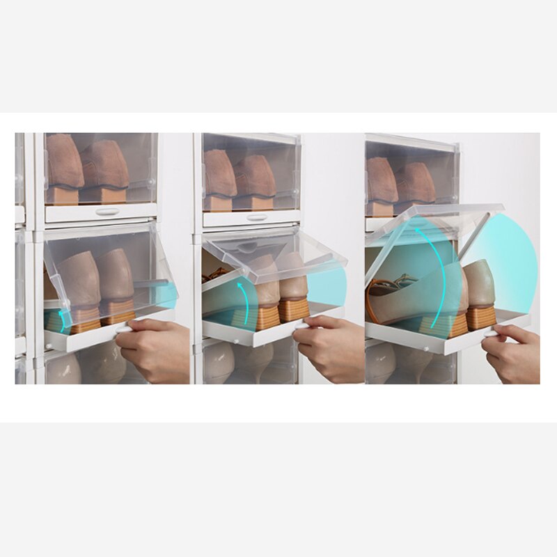 Transparent Shoe Box Storage Shoe Boxes Thickened Dustproof Shoes Organizer Box Can Be Superimposed Combination Shoe Cabinet