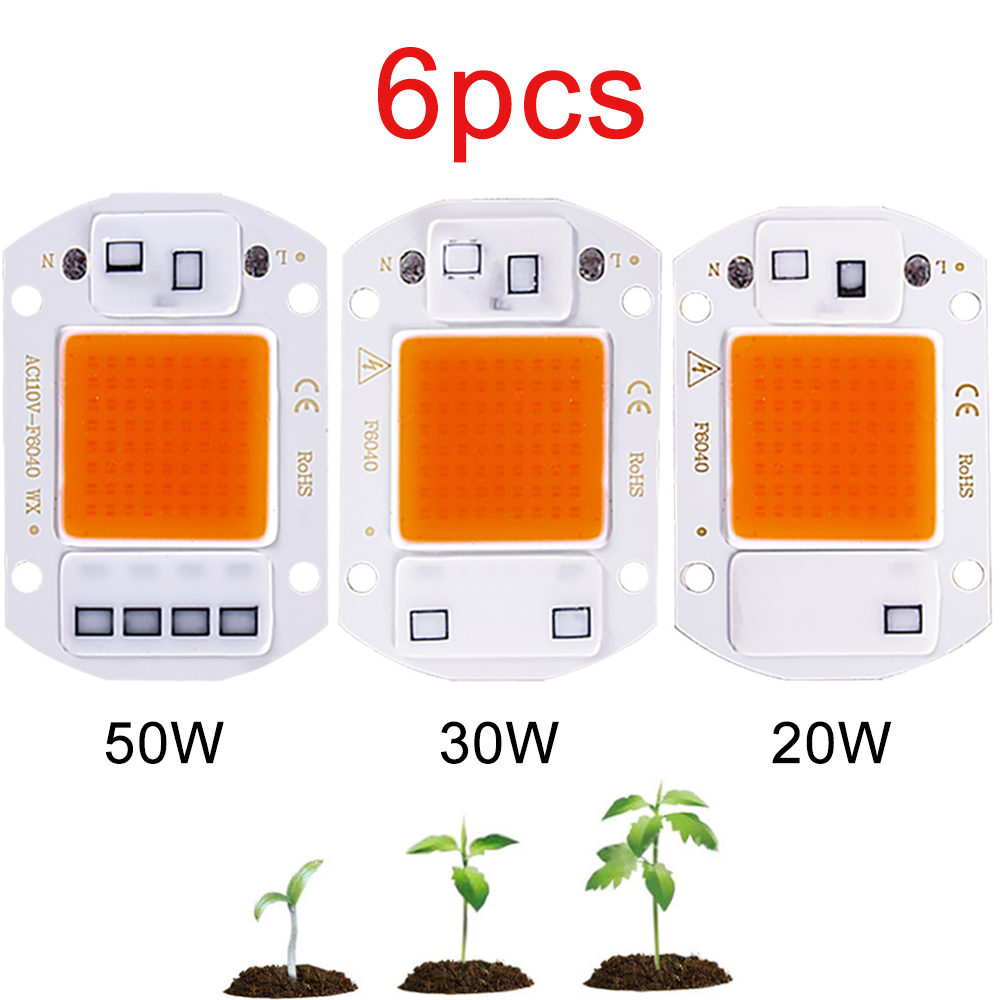 6pcs COB LED Chip Grow Light Full Spectrum Light 50W 30W 20W LED Grow Light for Greenhouse Hydroponic Flower Seeding Grow Light