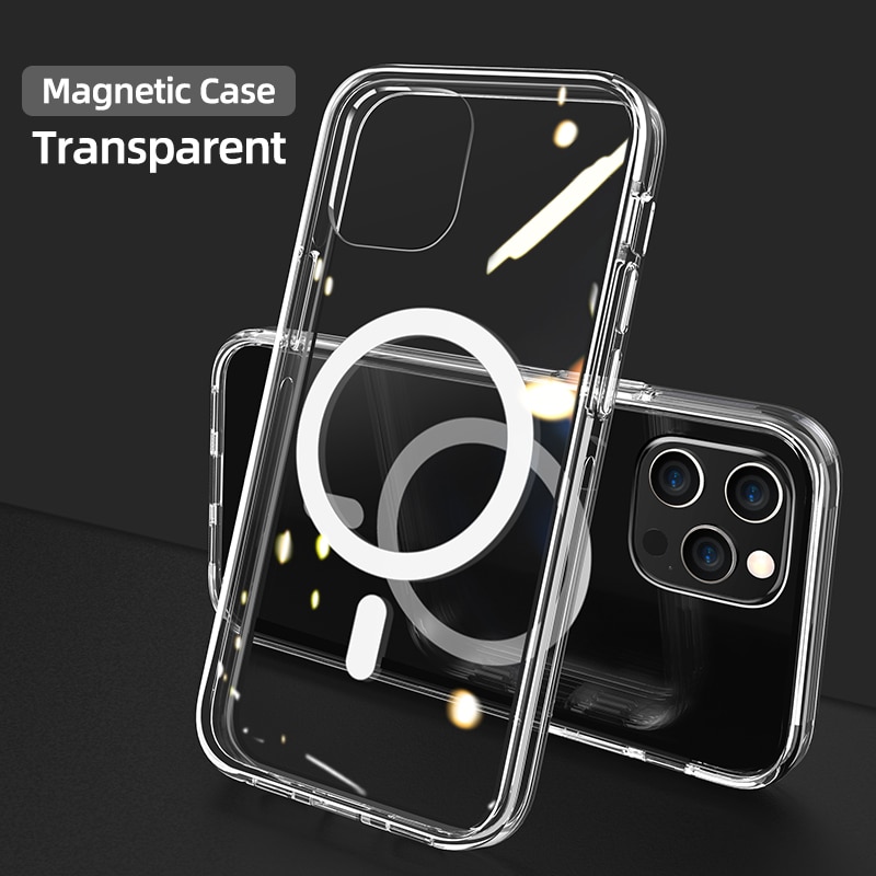 Magnectic Case For iPhone 12 Pro Max 12 mini Case For Magsafe Wireless Charging Shockproof Full Protection PC+TPU Case Joyroom: For iP12 Pro / Transparent