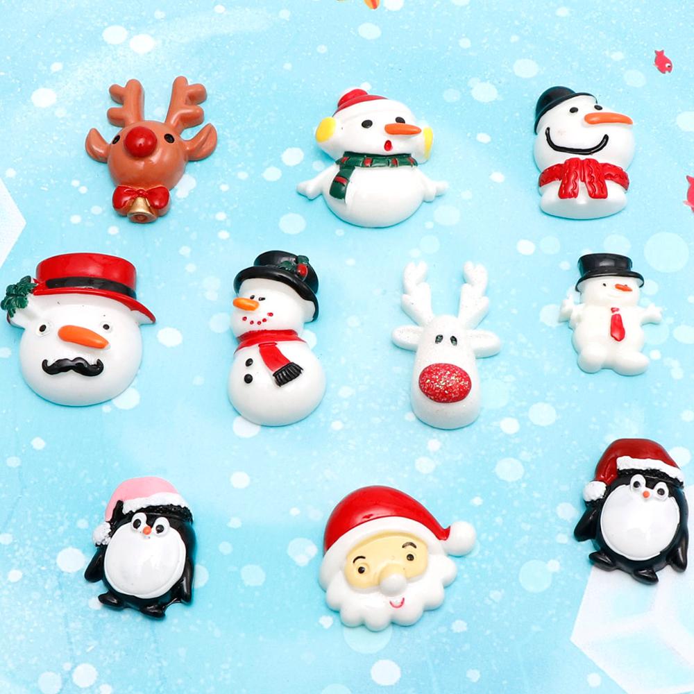 Christmas Snowman Santa Claus Resin Decoration Craft Flatback Cabochon Embellishments For Scrapbooking Diy Accessories