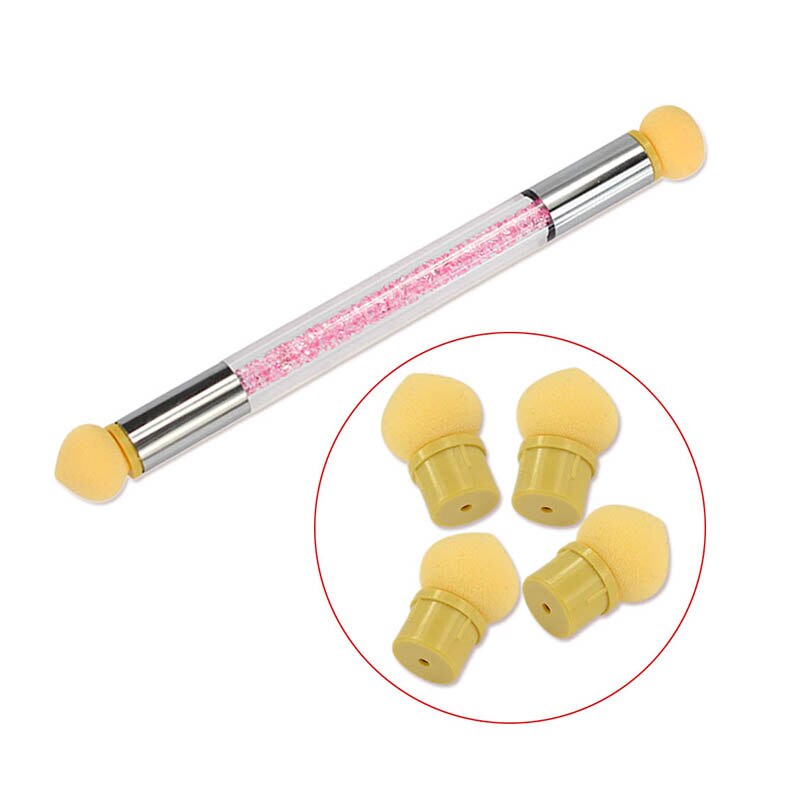 Full Beauty cepillo para uñas con gradiente de puntilla, esponja redonda para cabeza puntiaguda, accesorios para manicura artística con pintura de colores para recoger diamantes de imitación CH023