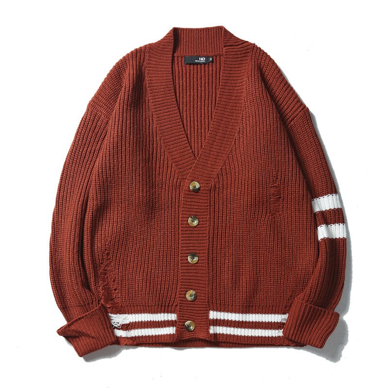 Herre #39 bomull matchende herre skrog gensere herre cardigan genser løs strikket kåpe mønster uformelt: Burgunder / Xl