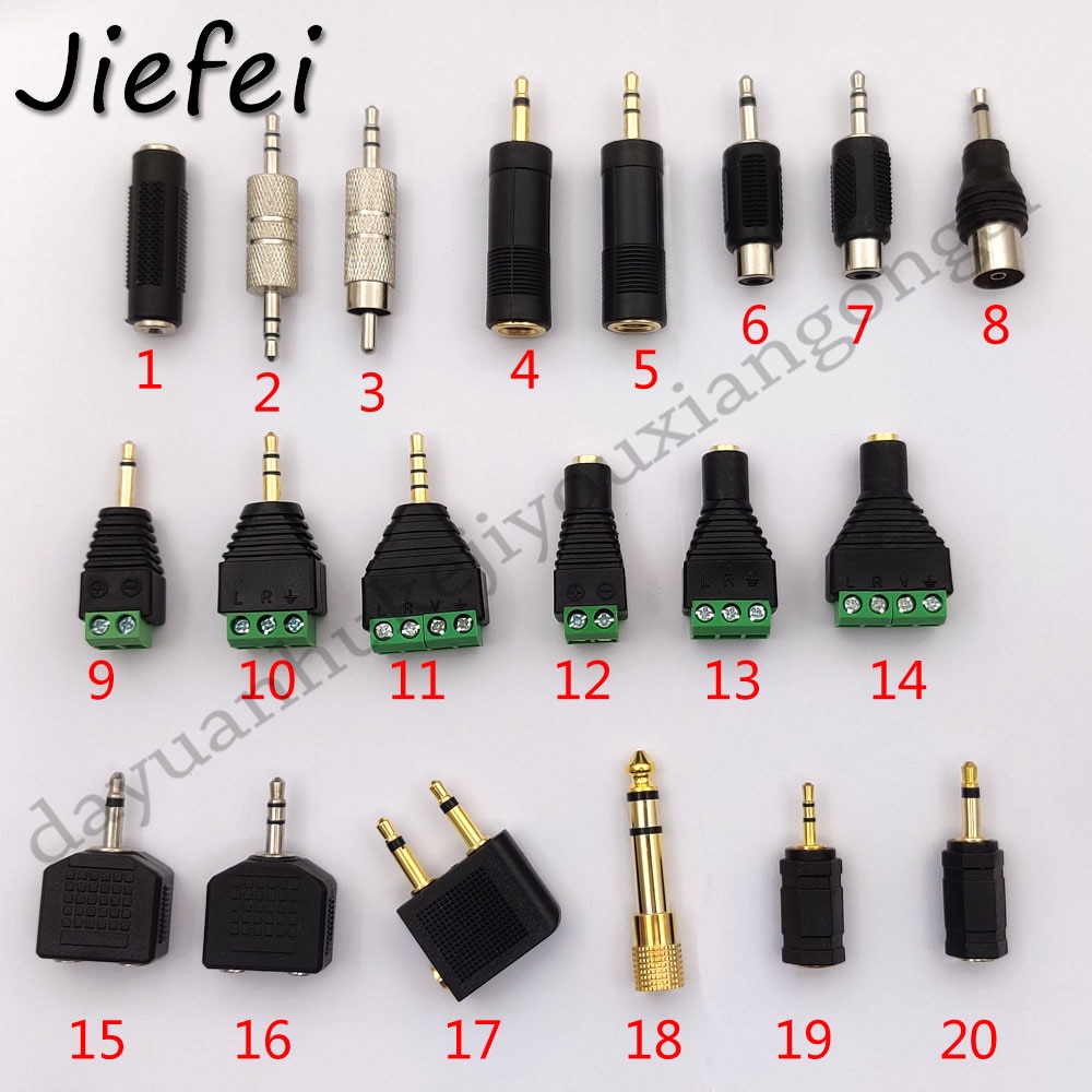 Ljudadapter 3.5mm Hane/Hona till RCA, 2.5mm, 3.5mm, 6.35mm - Mono/Stereo AV CCTV Kontakt