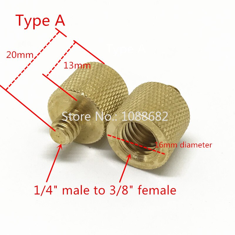 Jadkinsta Koper 1/4 3/8 Mannelijke Of Vrouwelijke Adapter Schroef Camera Statief Balhoofd Monopod Flash Light Stand Mount Schroef adapter