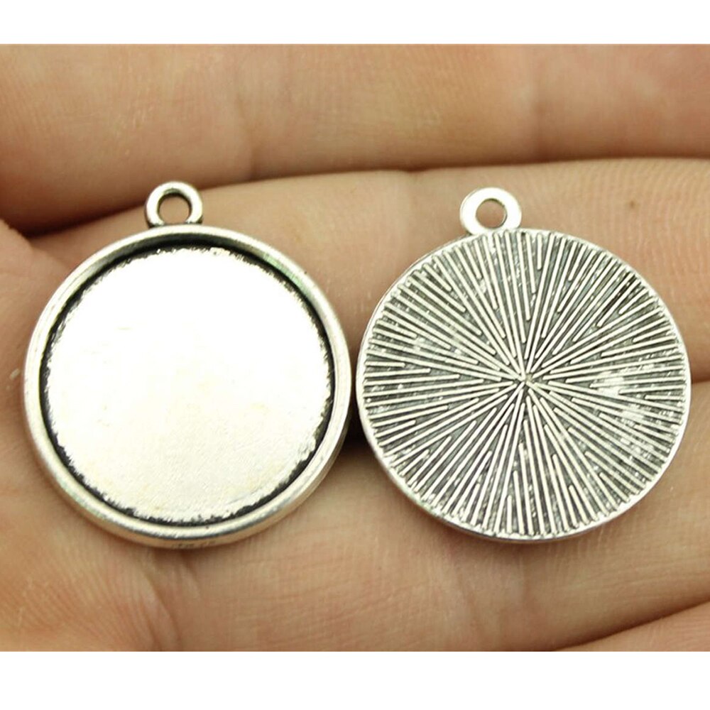 10 Stück / Los Passend für 20 mm rundes Glas Cabochon Base Setting Anhängerablage für Schmuck DIY Herstellung antiker silberner Farbe FM4024: F4056