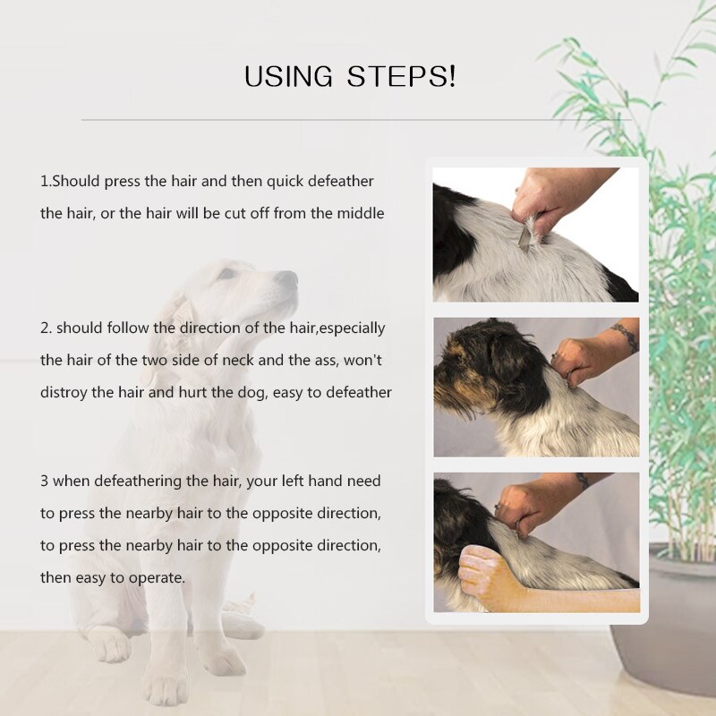 Couteau d&#39;épilation pour animaux de compagnie, peigne en acier inoxydable pour chiens et chats, manche en bois, brosse dépilatoire, perte de poils, outils de toilettage pour chiens et chats