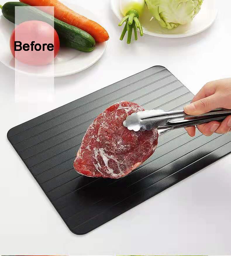 Plaque De Décongélation Rapide En Aluminium - 23x16,5 Cm - Sans électricité, Naturel - Avec 4 Pieds En Silicone - Pour Viande, Poisson, Légumes
