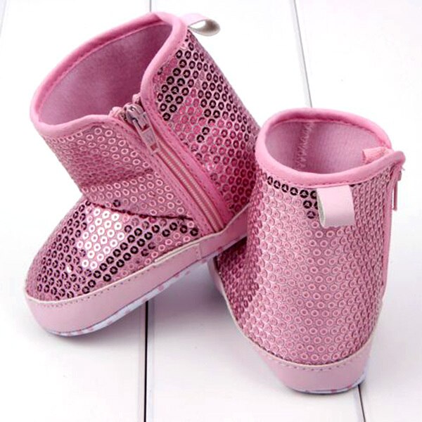 Chaussures à paillettes pour bébés filles | Bottes hautes, semelle souple antidérapante,: Rose / 2