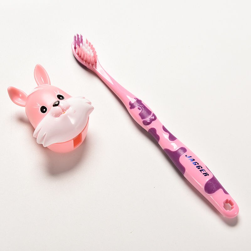 Adorável escova de dentes para menino menina escova de dentes da criança dos desenhos animados vacas coelho escova de dentes de silicone do bebê: Random color Rabbit