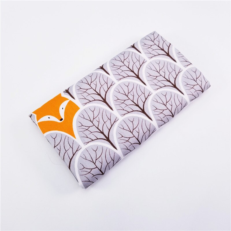 Bear&Fox Animal Printed 100% Cotton Fabric Meters for Patchwork Quilting Baby Cribs Cushions Blanket Sewing Material 50x40cm