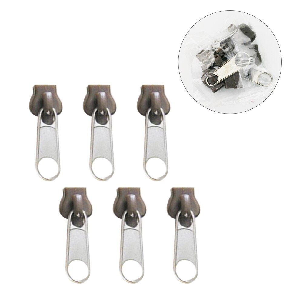Kits de réparation de fermeture éclair universelle, 6/12/18 pièces, fermeture éclair métallique, bricolage, couture artisanale, vêtements: brown / 6pcs
