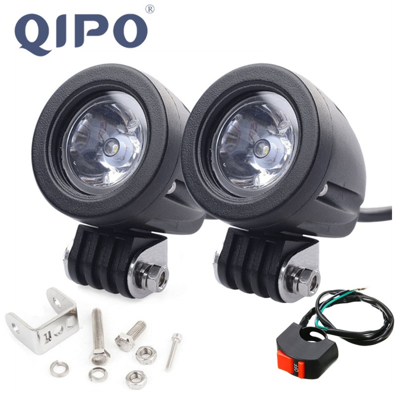 Qipo 1 pari 10w moottoripyörän led-ajovalo työvalo offroad suv valot spot/flod 12v 4 x 4 atv apumoottori sumuajovalo