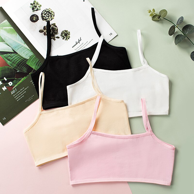 3Pcs Cotton Camisole Single Layer Girly Vest Training Bra 8-16Y Teen Girls Clothing Kids Bra
