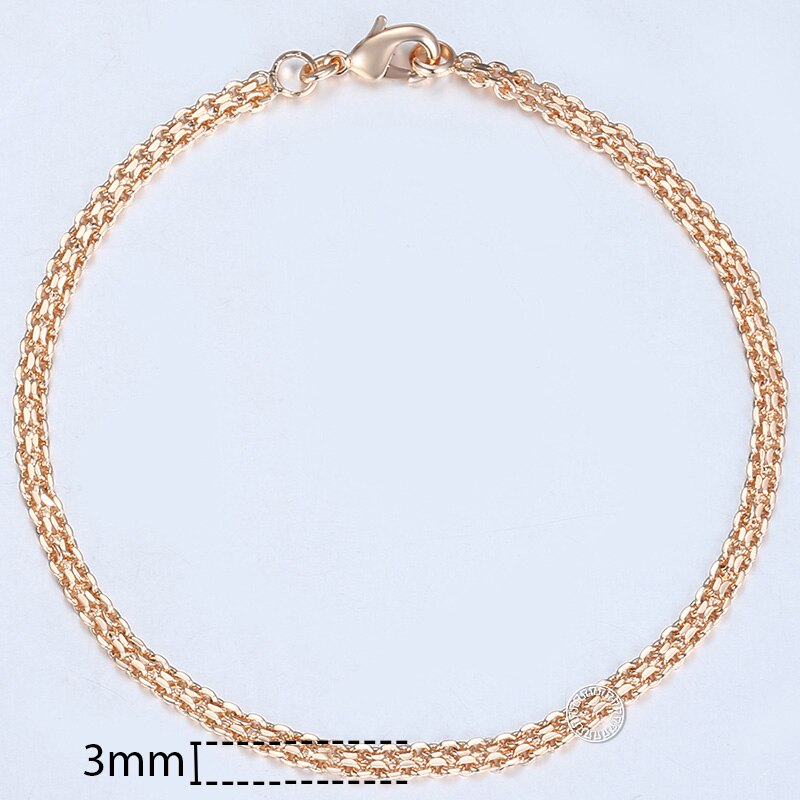21 Stijlen 585 Rose Gouden Armband Voor Vrouwen Mannen Meisje Slak Curb/Weaving Link Vossenstaart Gehamerd Bismark Bead Chains 20Cm CBB1A: CB04