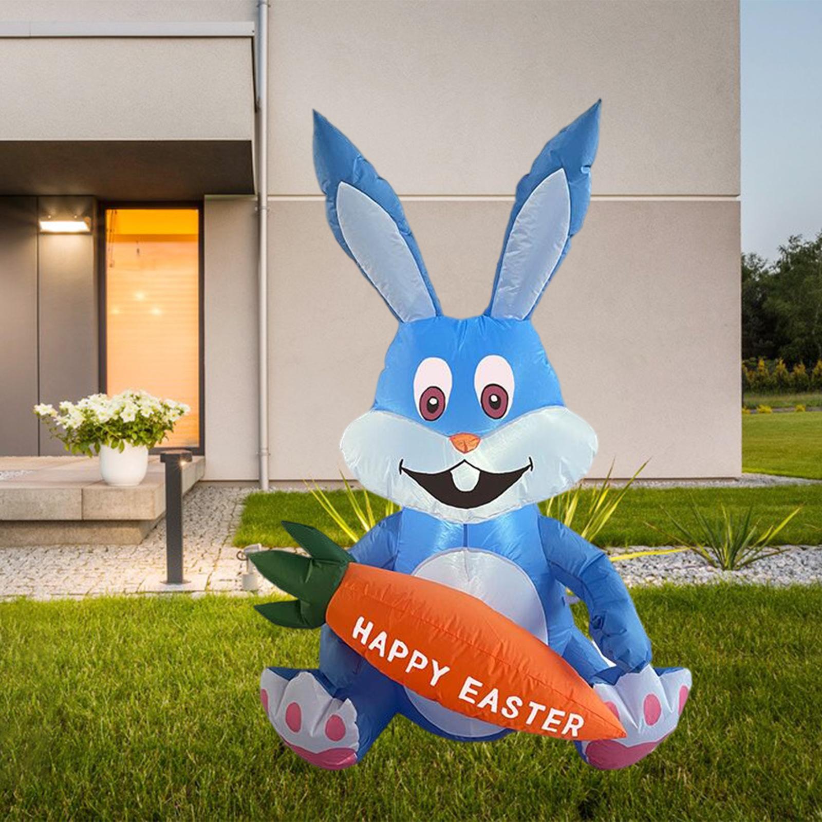 Leuke Pasen Opblaasbare Bunny Decor Bunny Model Met Wortel Opblaasbaar Speelgoed Konijn Ornament Voor Party Tuin Patio Decor