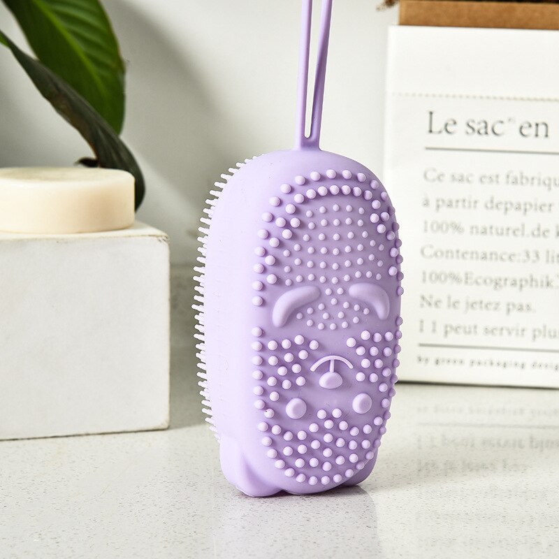 Siliconen Douche Borstel Schrobben Snelle Schuimende Zachte Baby Siliconen Shampoo Borstel Schoon Hoofd Body Massage Borstel Baby Douche Borstel: purple