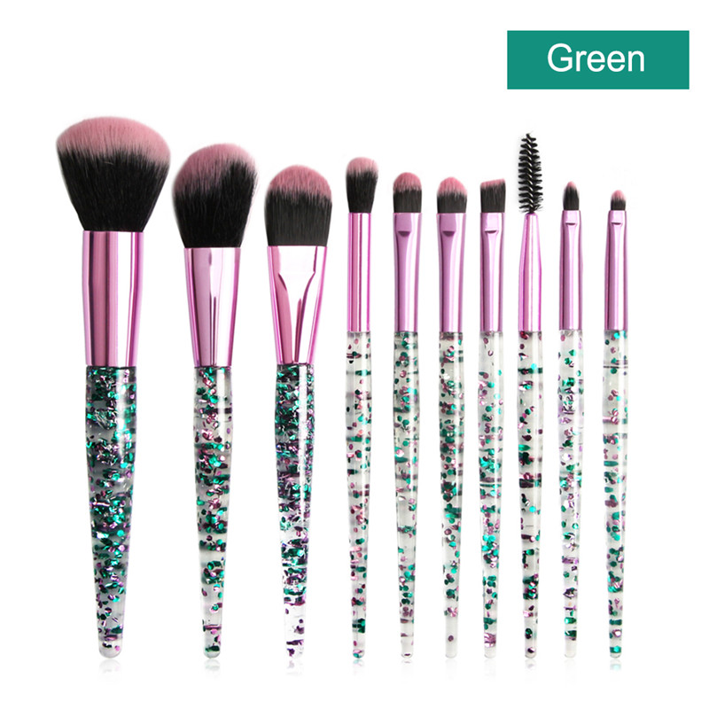 Rose Gold/Diamond 10 pcs/Set Unicorn Makeup Brushes Women Beauty Makeup Cosmetic Tools For women Beauty Make up: Green