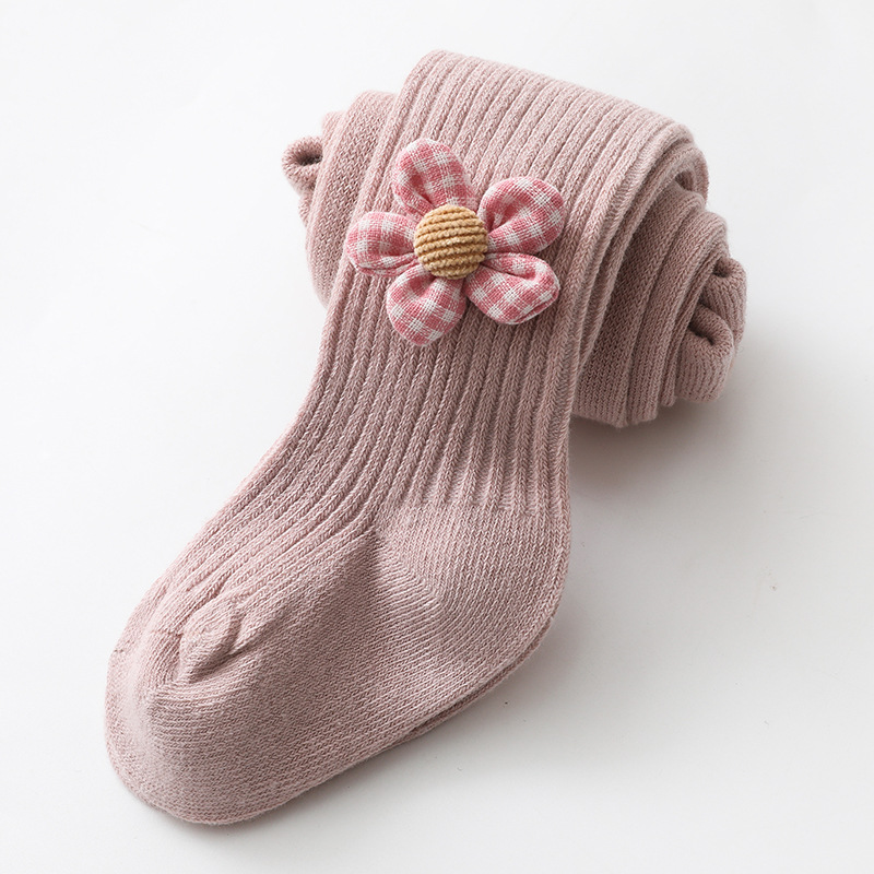Meias-calças estampadas de flores para bebês, meias-calças justas de algodão para meninas de 0 a 3 anos, outono e inverno: Pink / 2 to 4 year