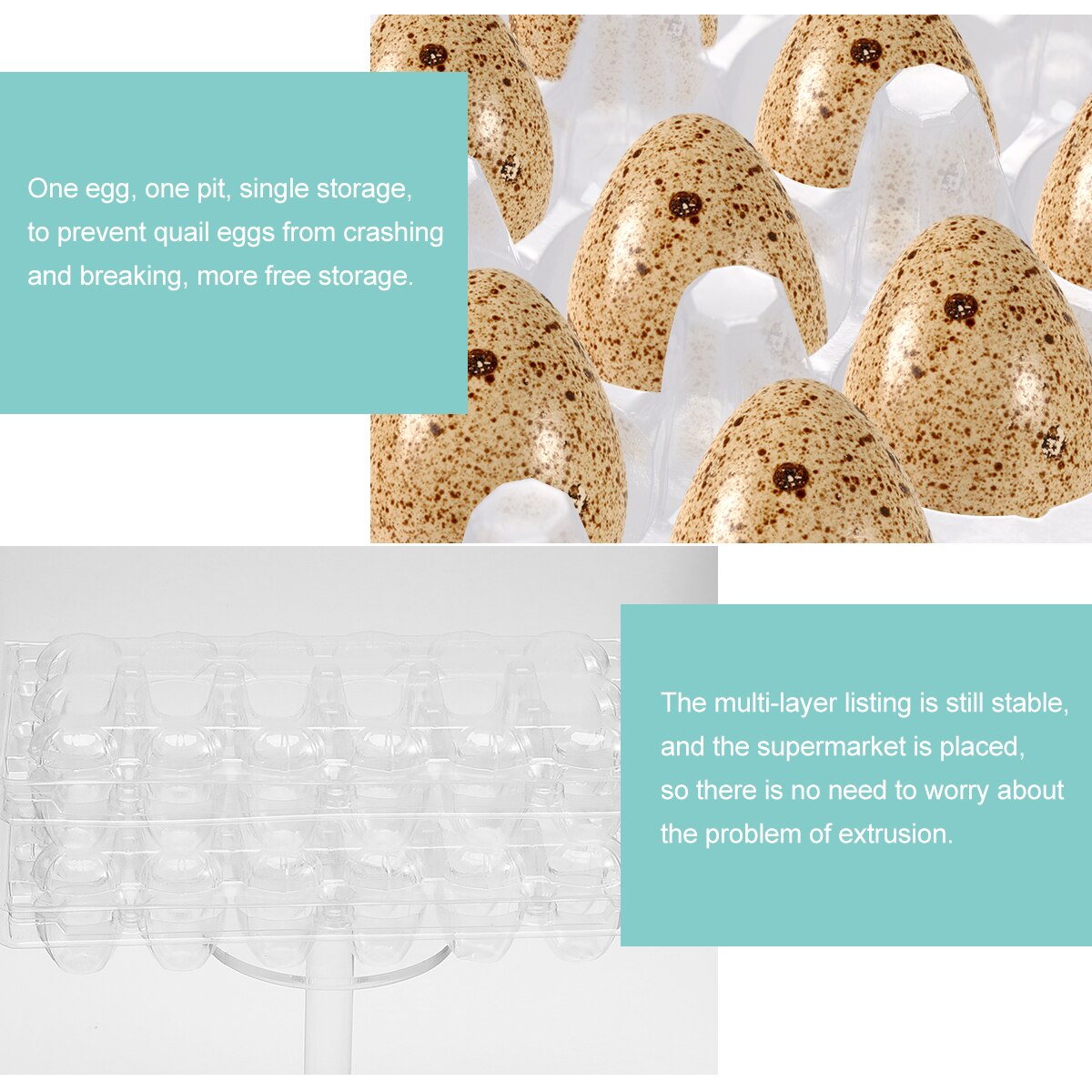 Caja organizadora desechable de Pvc para almacenamiento de huevos de codorniz, caja dispensadora de Huevo transparente, 50 Uds.