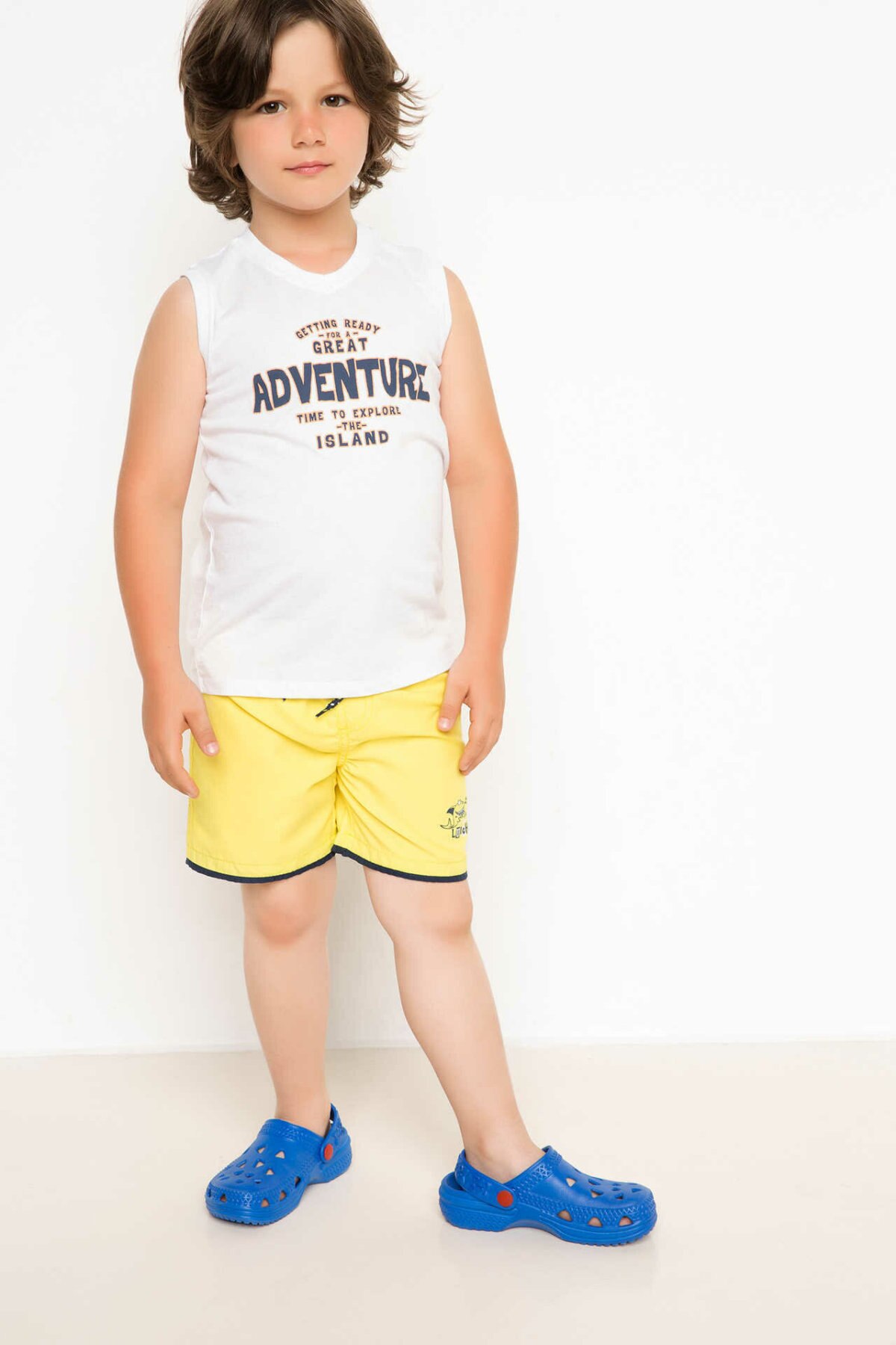 DeFacto garçon tissé natation court garçons été couleur unie à lacets Shorts garçons bleu rouge décontracté Shorts-G7593A4Z17SM: Jaune / 7 8 Age