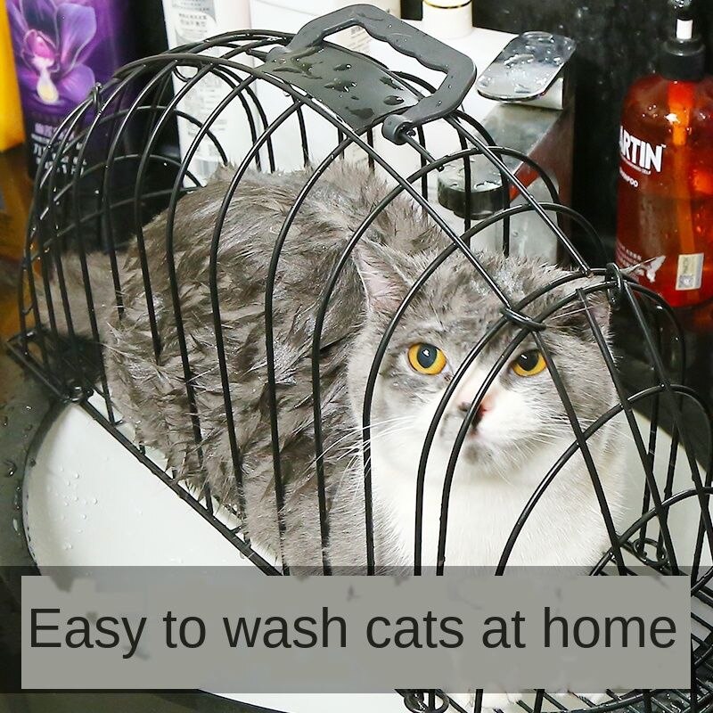 Washing cat cage cat blowing cage washing cat artifact bite blow dry cat bath cage bag fixing cat supplies anti-scratch