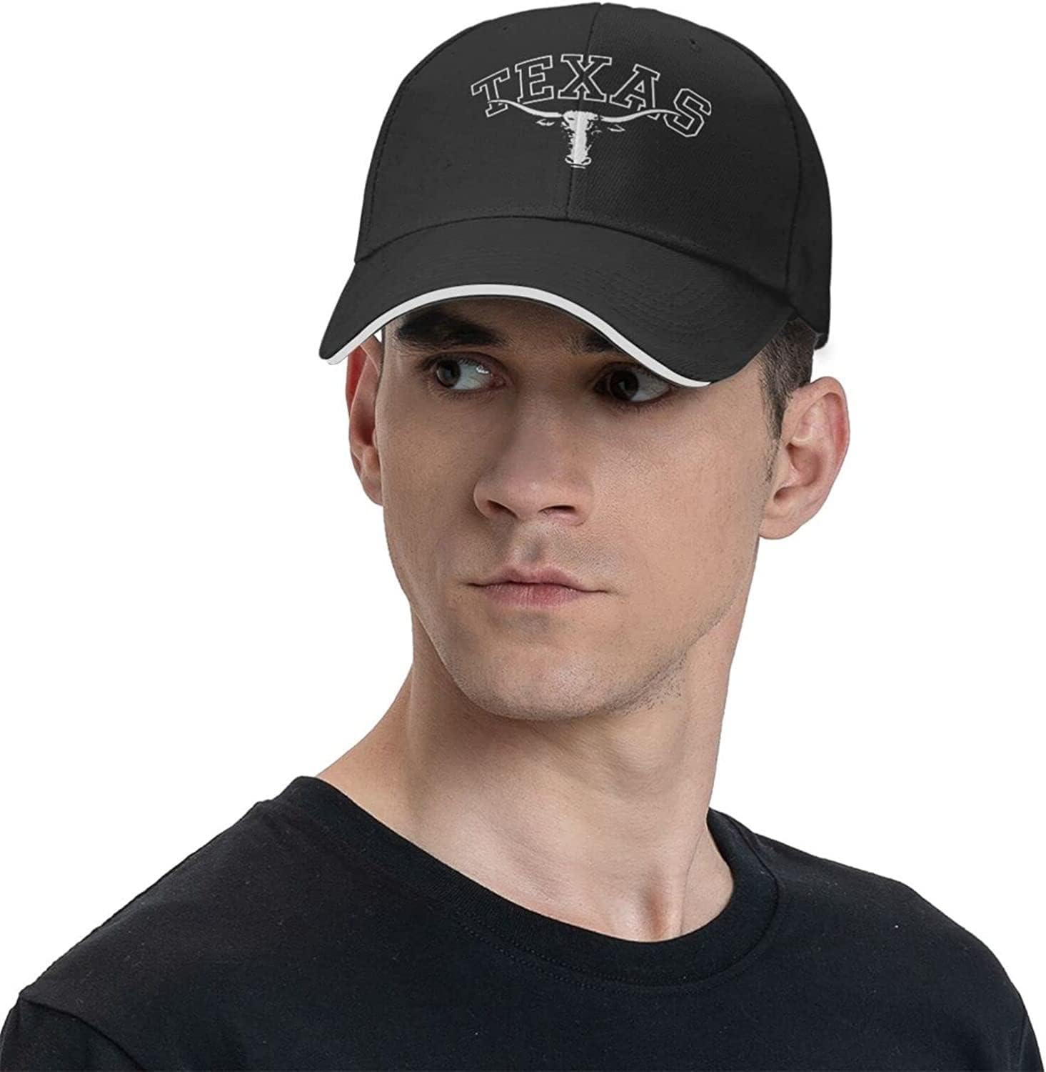 Texas Longhorn Lone Star State Texas Strong Hat Baseball Cap Duck Tongue Cap Outdoor Cap Black Unisex Adjustable
