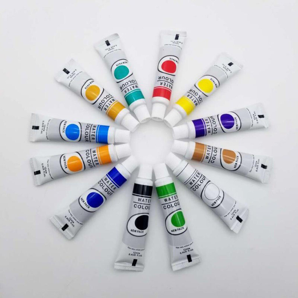 12 Kleuren 12 Kleuren Acrylverf Tekening Pigment Olieverfschilderij 6 Ml Buis Met Borstel Set Kunstenaar Levert 12ml