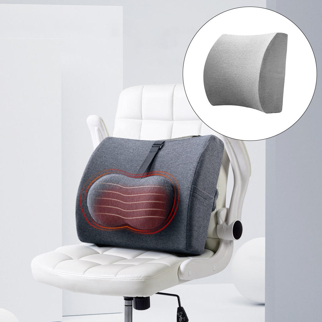 Soft Lumbar Back Support Memory Foam Back Pillow Relieve Buckle Side Pocket Straps Waist Waist Cushion for Car Seat Home Travel