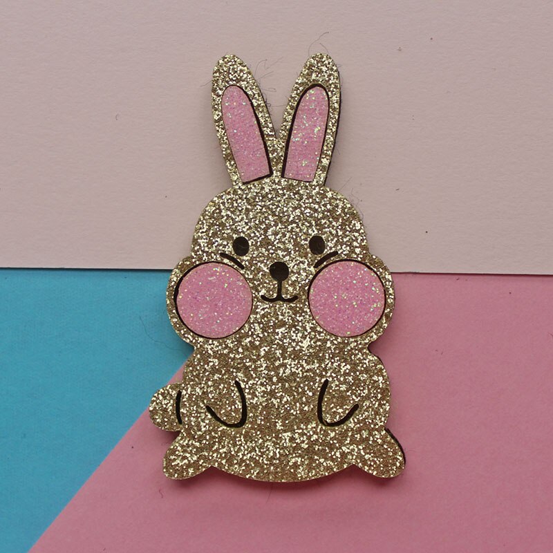Pinzas para el pelo de animales de Pascua para niña y bebé, accesorios para el pelo de conejo con purpurina, 10 piezas: Oro