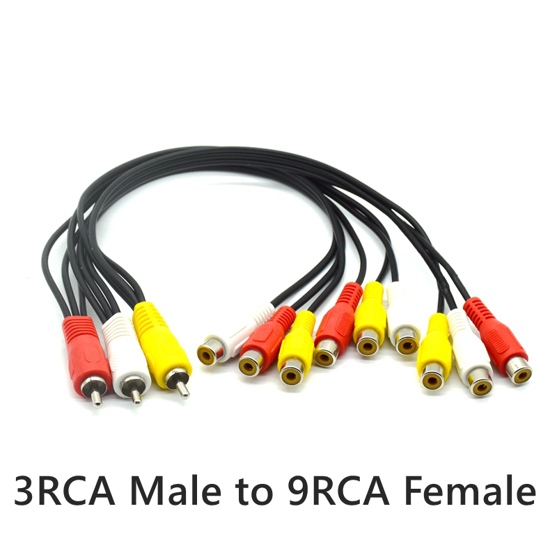 Audio Video Av Adapter Kabel Voor Tv Dvd Speler Video Splitter HD-TV Rca Kabel 3 Rca Naar 6 Rca 9 Rca Mannelijke Vrouwelijke Plug Splitter: Rood / < =0.5m