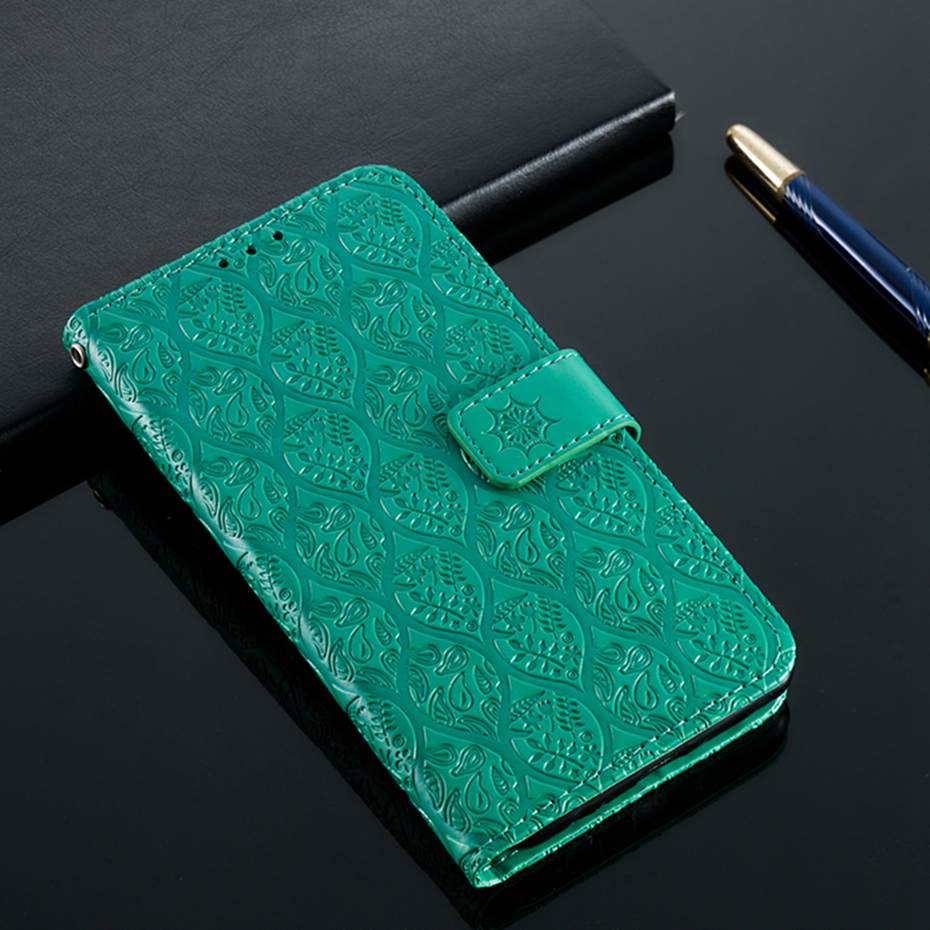 3D Emboss PU Leather Case For Huawei Y7 Y6 Phone Case For Huawei Huawei Y7 Y6 Wallet bag Cover Flip Case Fundas Capa: Y7 2019 / Green