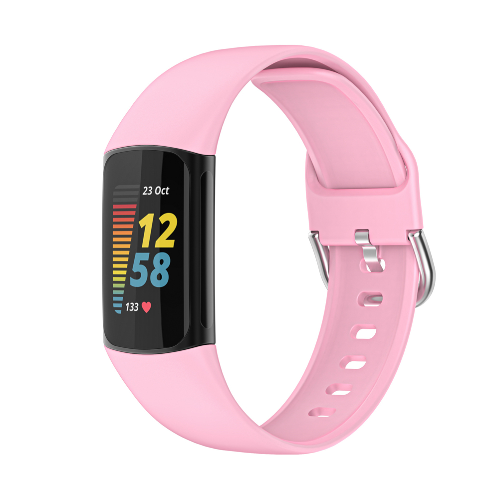 Essidi Siliconen Band Voor Fitbit Lading 5 Zachte Sport Polsband Correa Voor Fitbit Lading 5 Horloge Loop Vervanging: Roze