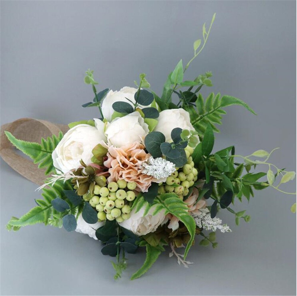 Sesthfar Bruidsboeket Pioenen Rose Elegante Boho Eucalyptus Bruidsboeketten Met Pioen Groen Bruidsmeisje Boeket Bloemen