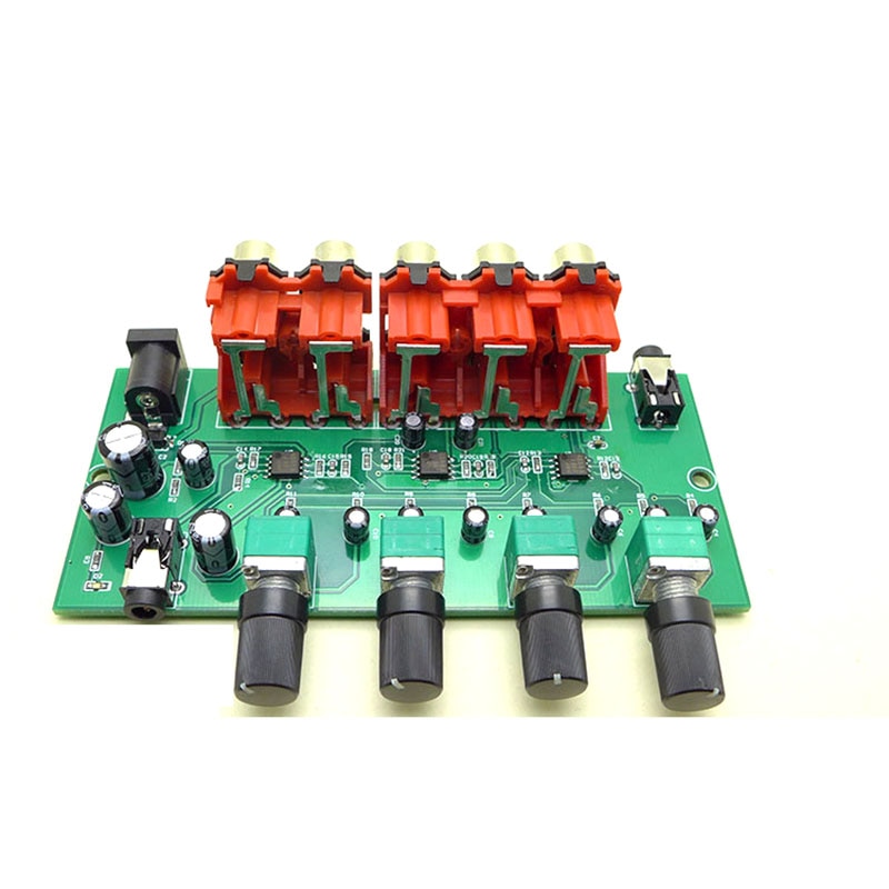 4 Way RCA Audio Input Stereo Audio Mixer Headphone Amplifier Splitter Audio Source Switcher volume control 3.5mm for power amp: Without shell