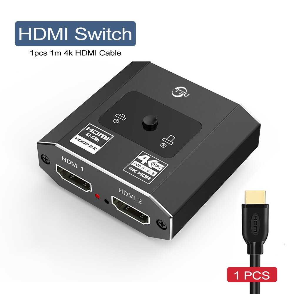 Bi-Richting Hdmi-Compatibel Switcher 2.0 Hdmi-Compatibel Splitter 4K 60Hz Hdmi-Compatibel Adapter converter Voor PS5 Doos Mibox: With 1pcs HDMI Cable