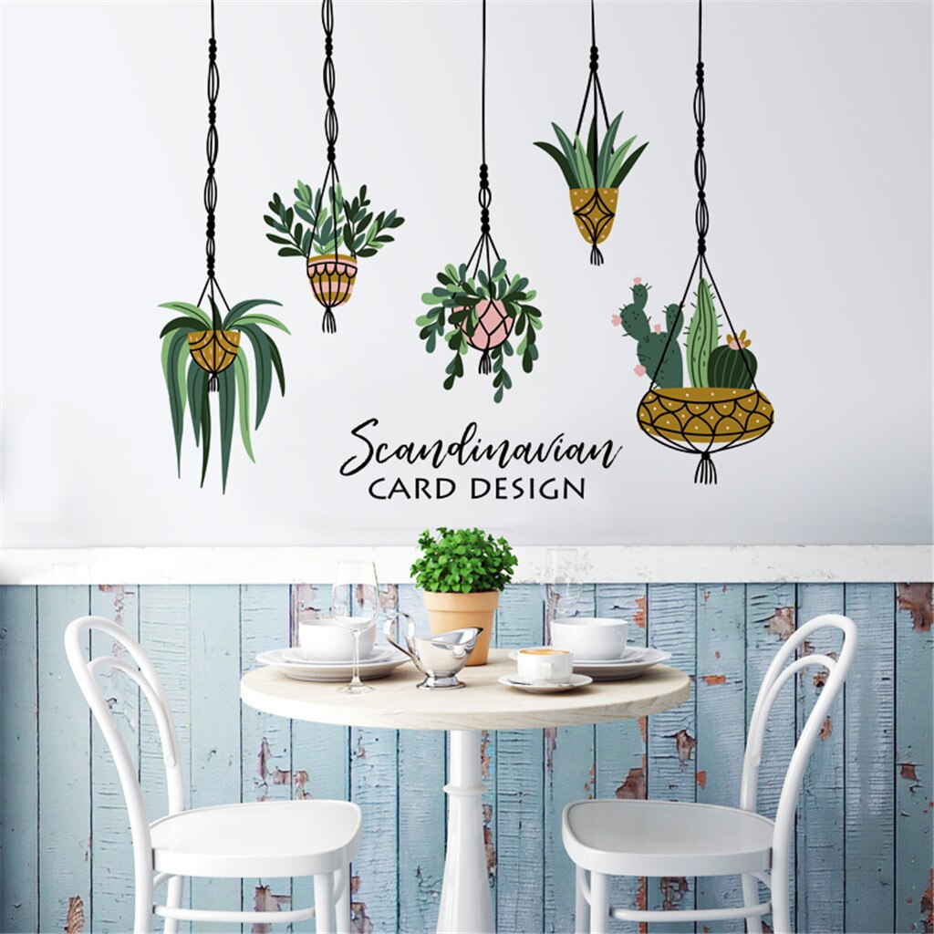Grön växt vägg klistermärke diy blad strand tropiska växter lämnar vägg klistermärken modern konst vinyl dekal väggmålning  #t2p